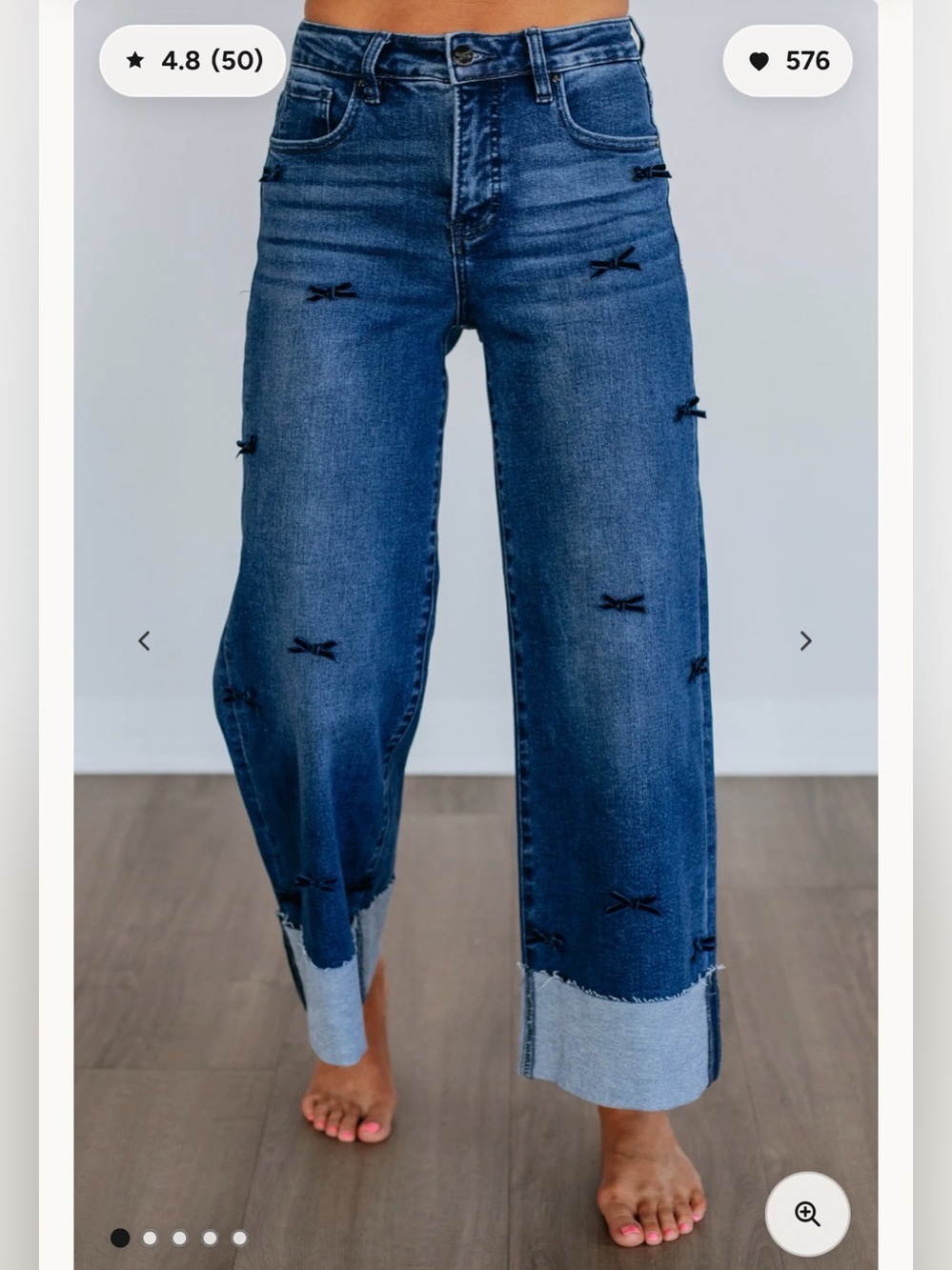Risen Vea High rise Wide leg Cuffed jeans
